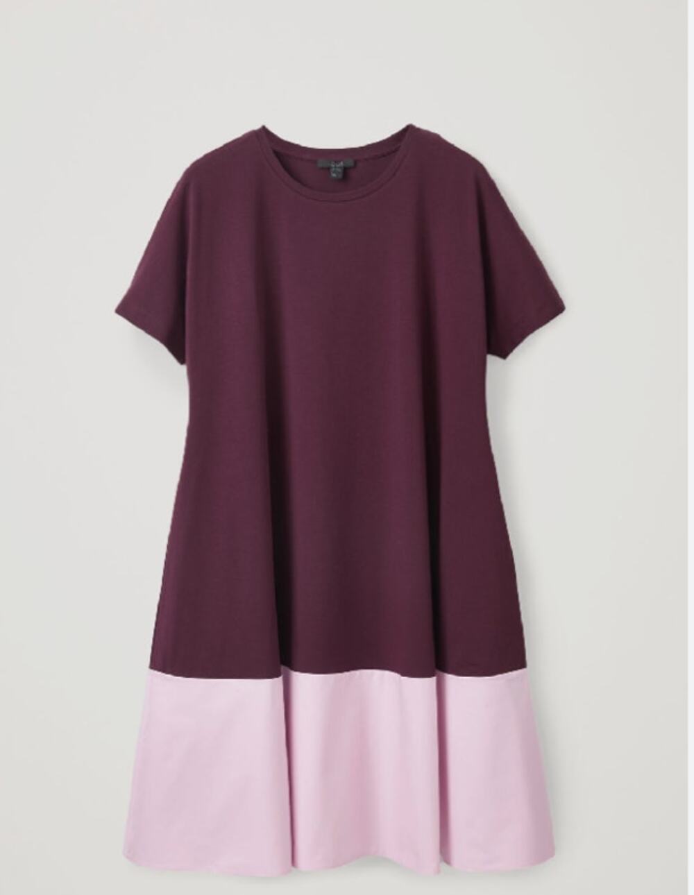 COS Purple Paneled A-Line Jersey Dress // M